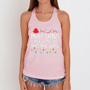 Most Likely To Hate Matching Christmas Family Pajamas Xmas Women's Knotted Racerback Tank