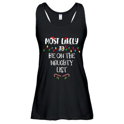 Most Likely To Be On The Naughty List Christmas Shirts For Family Ladies Essential Flowy Tank