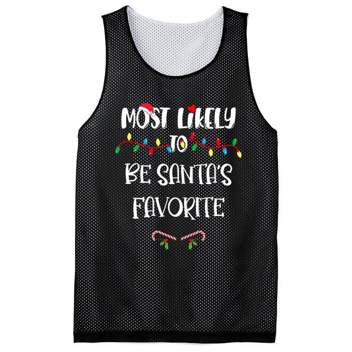 Most Likely To Be Santa’S Favorite Christmas Shirts For Family Mesh Reversible Basketball Jersey Tank