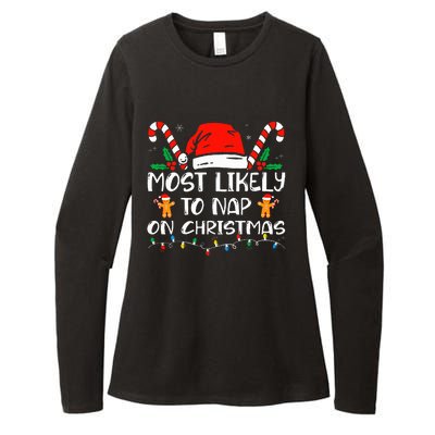 Most Likely To Nap On Christmas Funny Family Christmas Womens CVC Long Sleeve Shirt