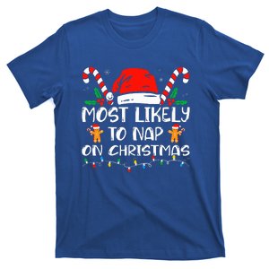 Most Likely To Nap On Christmas Funny Family Christmas T-Shirt