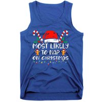 Most Likely To Nap On Christmas Funny Family Christmas Tank Top