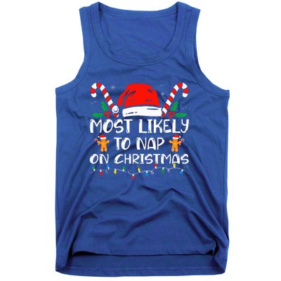 Most Likely To Nap On Christmas Funny Family Christmas Tank Top