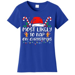 Most Likely To Nap On Christmas Funny Family Christmas Women's T-Shirt