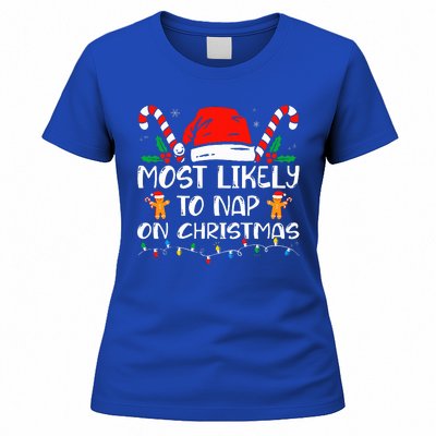 Most Likely To Nap On Christmas Funny Family Christmas Women's T-Shirt