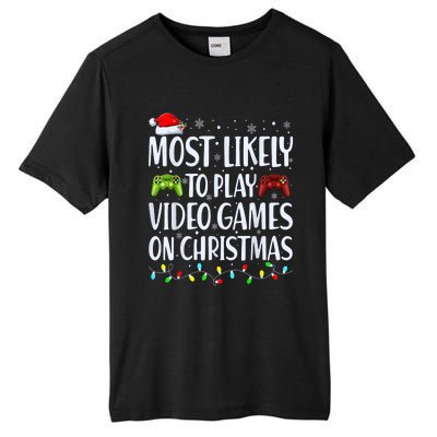 Most Likely To Play Video Games On Christmas Gamer Lovers Tall Fusion ChromaSoft Performance T-Shirt