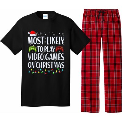 Most Likely To Play Video Games On Christmas Gamer Lovers Pajama Set