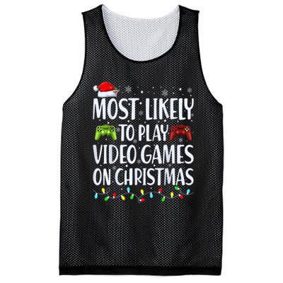 Most Likely To Play Video Games On Christmas Gamer Lovers Mesh Reversible Basketball Jersey Tank