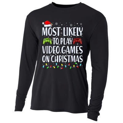 Most Likely To Play Video Games On Christmas Gamer Lovers Cooling Performance Long Sleeve Crew