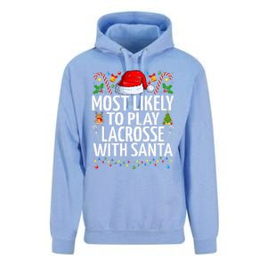 Most Likely To Play Lacrosse With Santa Christmas Lacrosse  Unisex Surf Hoodie