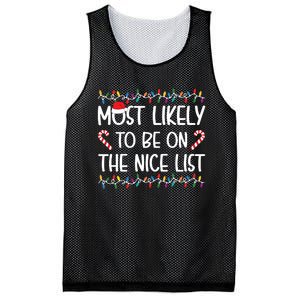 Most Likely To Be On The Nice List Christmas Shirts For Family Mesh Reversible Basketball Jersey Tank