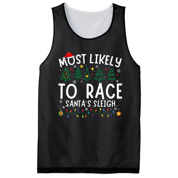 Most Likely To Race SantaS Sleigh Matching Christmas Mesh Reversible Basketball Jersey Tank