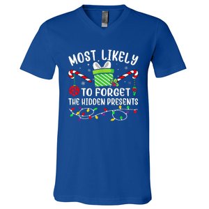 Most Likely To Forget The Hidden Presents Funny Christmas  V-Neck T-Shirt