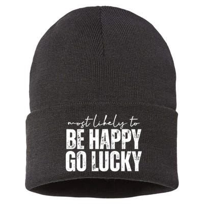 Most Likely To Be Happy Go Lucky St Patricks Day Sustainable Knit Beanie