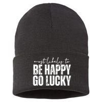 Most Likely To Be Happy Go Lucky St Patricks Day Sustainable Knit Beanie