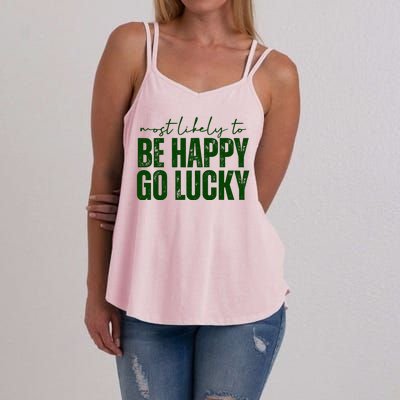 Most Likely To Be Happy Go Lucky St Patricks Day Women's Strappy Tank