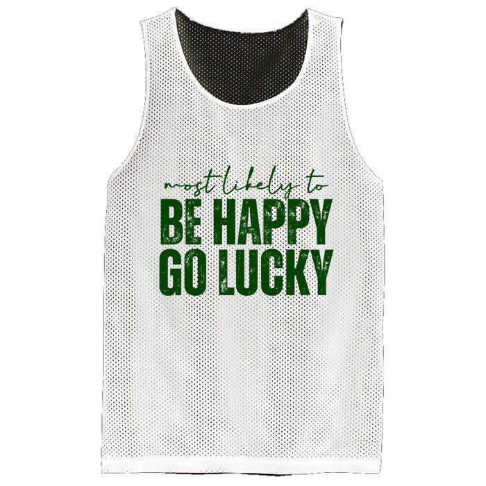 Most Likely To Be Happy Go Lucky St Patricks Day Mesh Reversible Basketball Jersey Tank