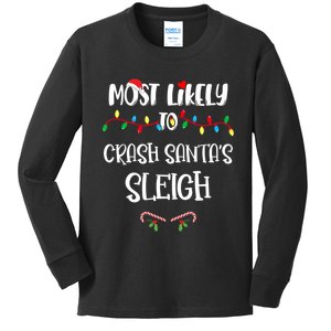 Most Likely To Crash Santa’S Sleigh Christmas Shirts For Family Kids Long Sleeve Shirt