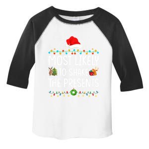 Most Likely To Shake The Presents Santa Christmas Lights Gift Toddler Fine Jersey T-Shirt