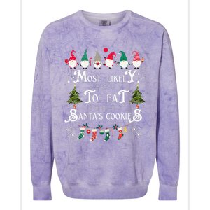 Most Likely To Eat Santas Cookies Family Christmas Holiday Colorblast Crewneck Sweatshirt