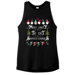 Most Likely To Eat Santas Cookies Family Christmas Holiday Ladies PosiCharge Tri-Blend Wicking Tank