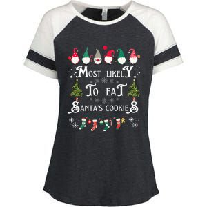 Most Likely To Eat Santas Cookies Family Christmas Holiday Enza Ladies Jersey Colorblock Tee