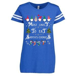 Most Likely To Eat Santas Cookies Family Christmas Holiday Enza Ladies Jersey Football T-Shirt