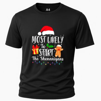 Most Likely To Start The Shenanigans Christmas Funny Performance Shirt