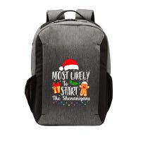 Most Likely To Start The Shenanigans Christmas Funny Vector Backpack