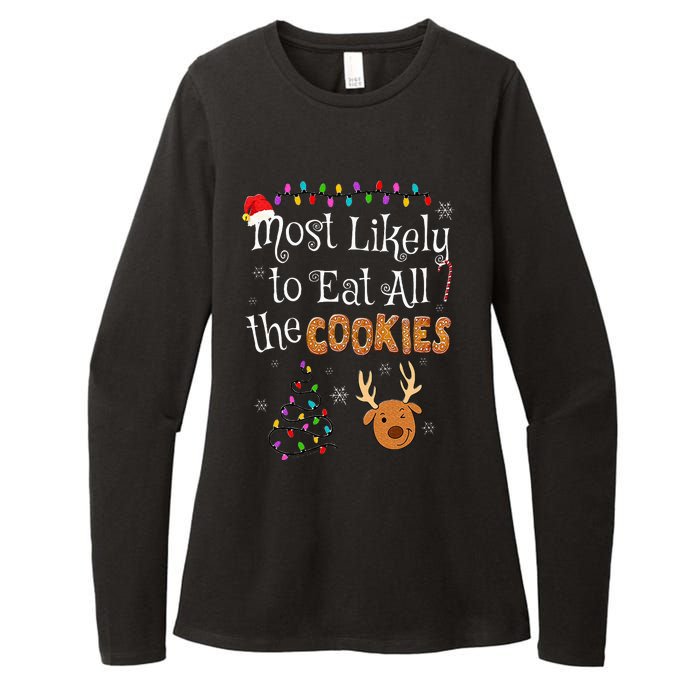 Most Likely To Eat All the Cookies Funny Christmas Womens CVC Long Sleeve Shirt