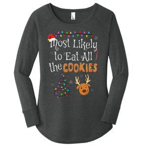 Most Likely To Eat All the Cookies Funny Christmas Women's Perfect Tri Tunic Long Sleeve Shirt