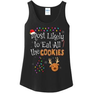 Most Likely To Eat All the Cookies Funny Christmas Ladies Essential Tank