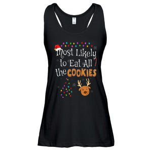 Most Likely To Eat All the Cookies Funny Christmas Ladies Essential Flowy Tank