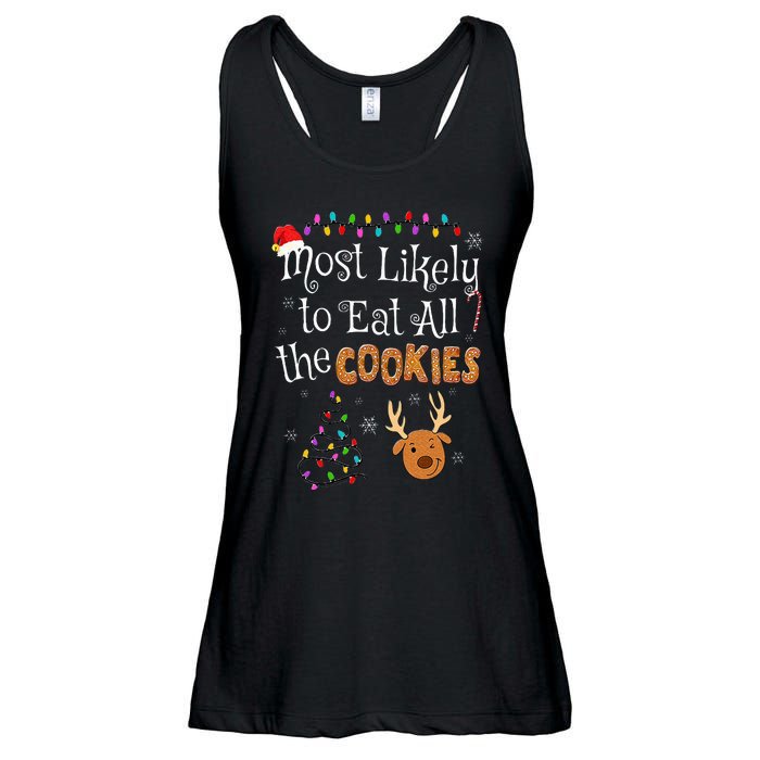 Most Likely To Eat All the Cookies Funny Christmas Ladies Essential Flowy Tank