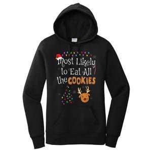 Most Likely To Eat All the Cookies Funny Christmas Women's Pullover Hoodie