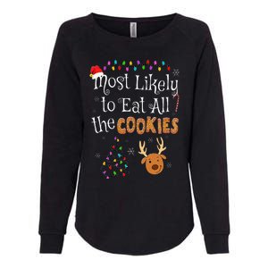 Most Likely To Eat All the Cookies Funny Christmas Womens California Wash Sweatshirt