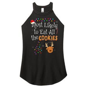 Most Likely To Eat All the Cookies Funny Christmas Women's Perfect Tri Rocker Tank