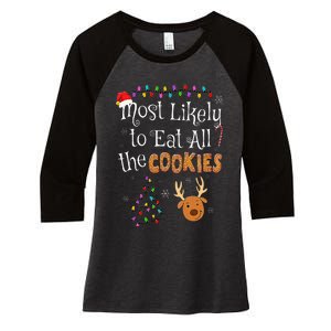 Most Likely To Eat All the Cookies Funny Christmas Women's Tri-Blend 3/4-Sleeve Raglan Shirt