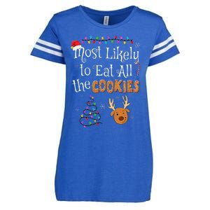 Most Likely To Eat All the Cookies Funny Christmas Enza Ladies Jersey Football T-Shirt