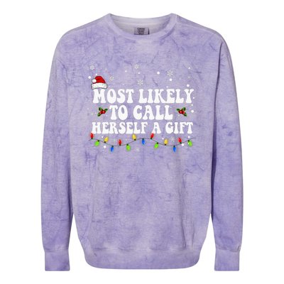 Most Likely To Call Herself Couple Matching Christmas Colorblast Crewneck Sweatshirt