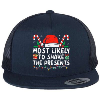 Most Likely To Shake The Presents Family Matching Christmas Flat Bill Trucker Hat