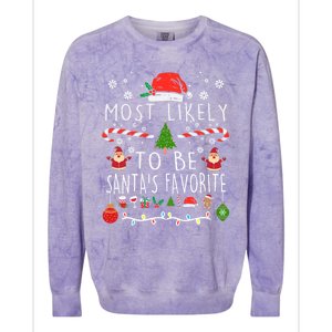 Most Likely To Be SantaS Favorite Christmas Family Matching Gift Colorblast Crewneck Sweatshirt