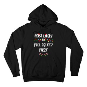 Most Likely To Fall Asleep First Christmas Shirts For Family Hoodie