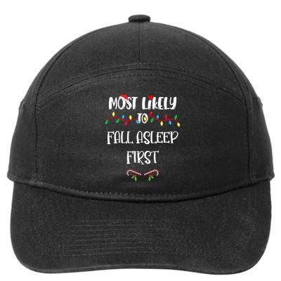 Most Likely To Fall Asleep First Christmas Shirts For Family 7-Panel Snapback Hat