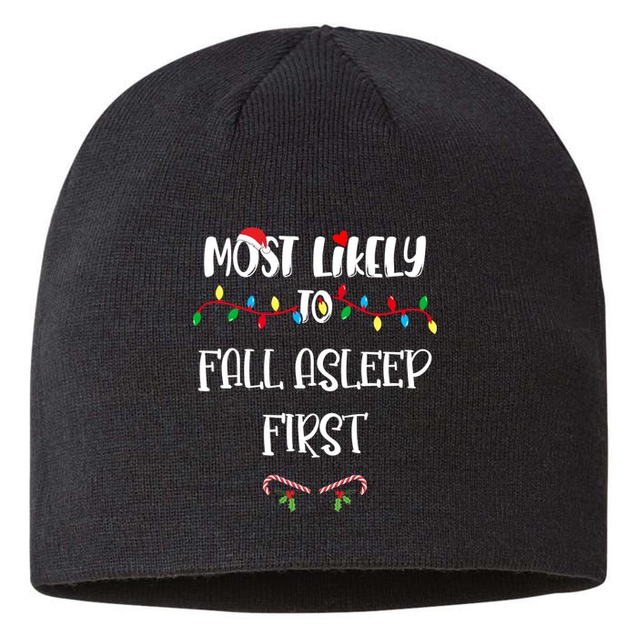 Most Likely To Fall Asleep First Christmas Shirts For Family Sustainable Beanie