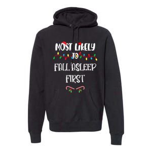 Most Likely To Fall Asleep First Christmas Shirts For Family Premium Hoodie