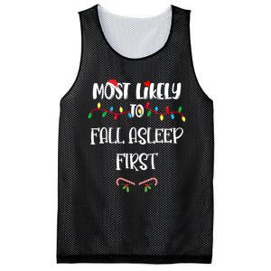 Most Likely To Fall Asleep First Christmas Shirts For Family Mesh Reversible Basketball Jersey Tank