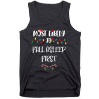 Most Likely To Fall Asleep First Christmas Shirts For Family Tank Top