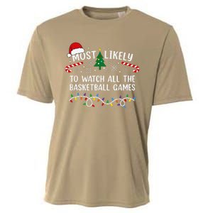 Most Likely To Watch All The Basketball Games Christmas Xmas Cooling Performance Crew T-Shirt