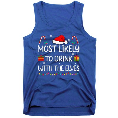 Most Likely to Drink With The Elves elf family Christmas Tank Top